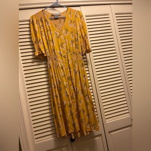 Lark + Grey Small Stretchy Yellow Flowers Summer Dress